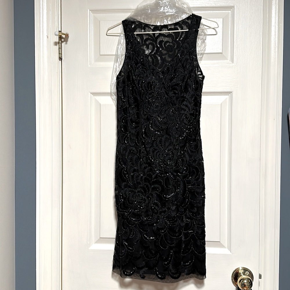 Sue Wong beaded sequined illusion back dress